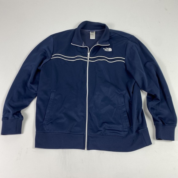The North Face Jacket Mens XL Blue Full Zip Track Athletic Logo Sweatshirt - Picture 2 of 9